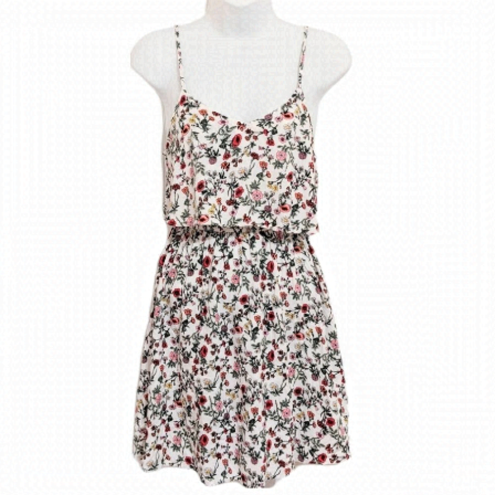 H&M Coachella white off shoulder daisy ditsy floral dress size 2 @V